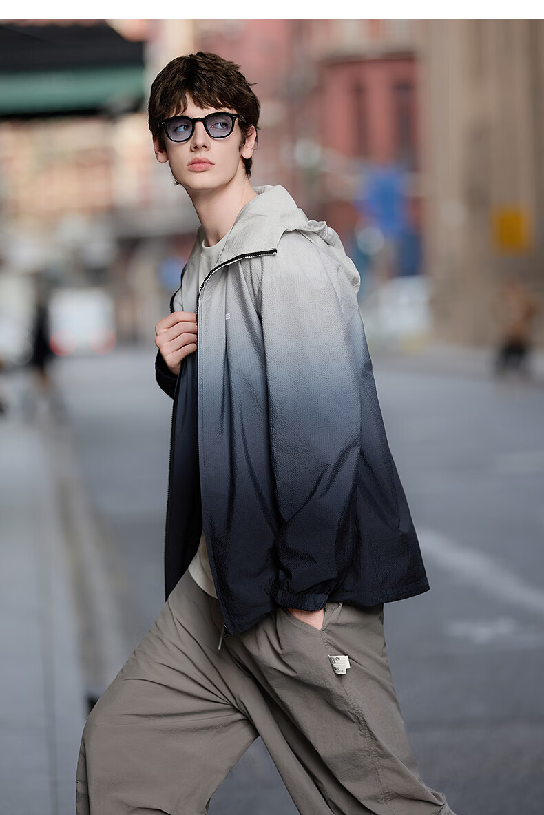 Tangshi 2025 Autumn Men's Hooded Gradient Short Jacket 6