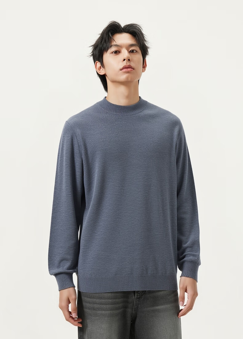 Gxgjeans Men's Multicolor Wool Blend Half Turtleneck Knit Sweater Base Layer 2025 Winter New Black 185/XXL 7