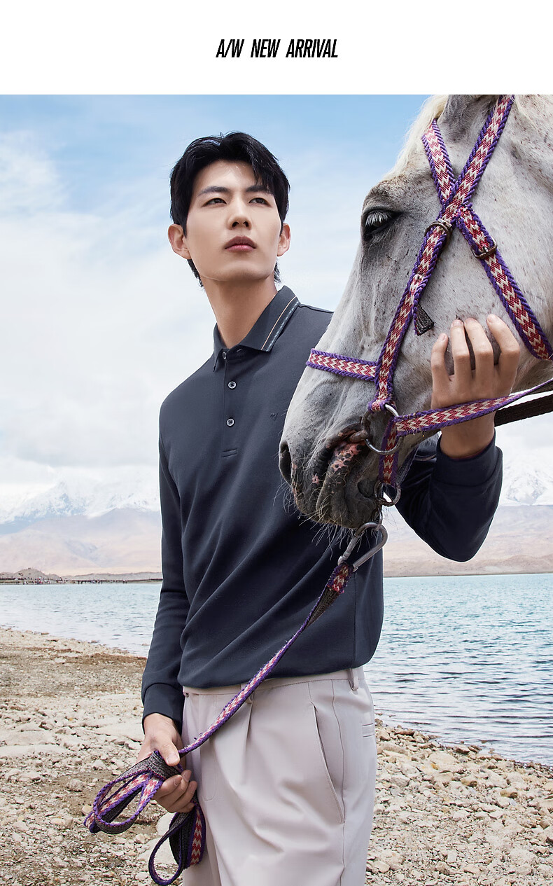 SEVEN Long Sleeve Polo Shirt Men Autumn Winter Warm Fleece Collar 12
