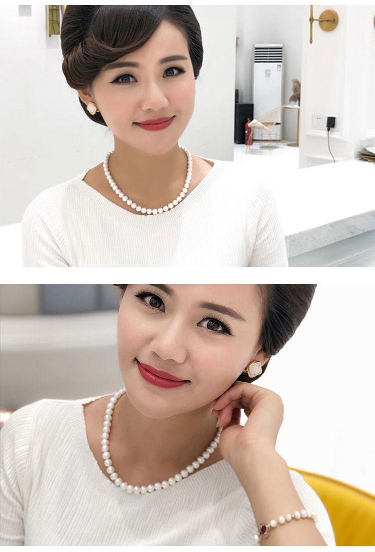 な韩画专柜 珠宝淡水珍珠项链 女 白色 9-10mm 强光 送妈妈 珍珠表面