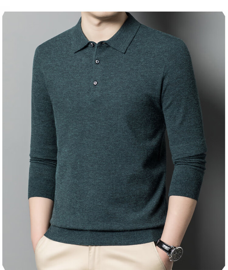 Hengyuanxiang Men's Polo Shirt with Wool, Spring and Autumn Thin Knit Base Sweater, Middle-aged, Camel Color, 4XL 21