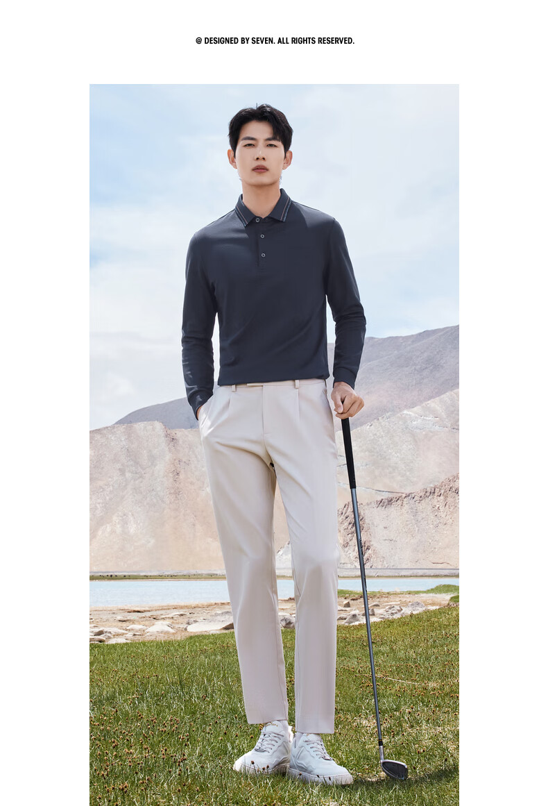 SEVEN Long Sleeve Polo Shirt Men Autumn Winter Warm Fleece Collar 13