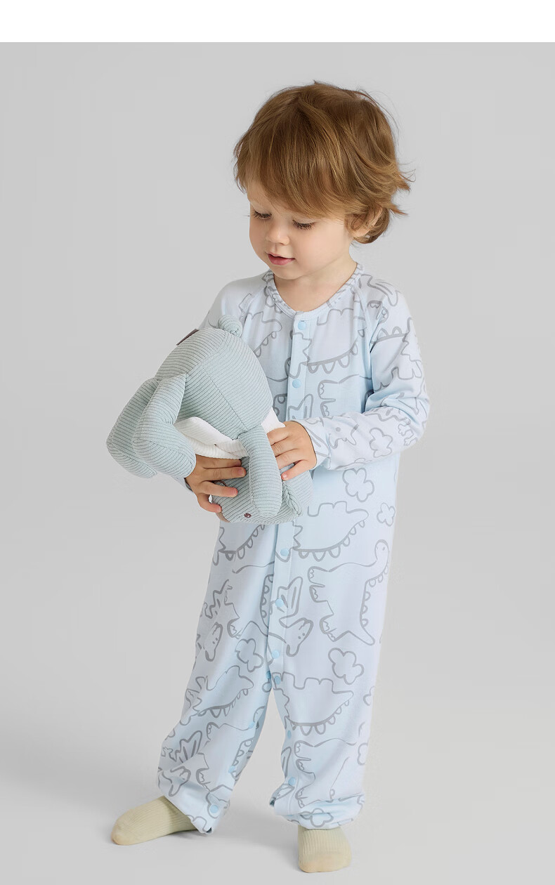 Aimer Baby Milk Leather Infant Long Sleeve Homewear Pajamas Romper Baby Crawling Suit Diagonal Jacquard - Vanilla White 66 22