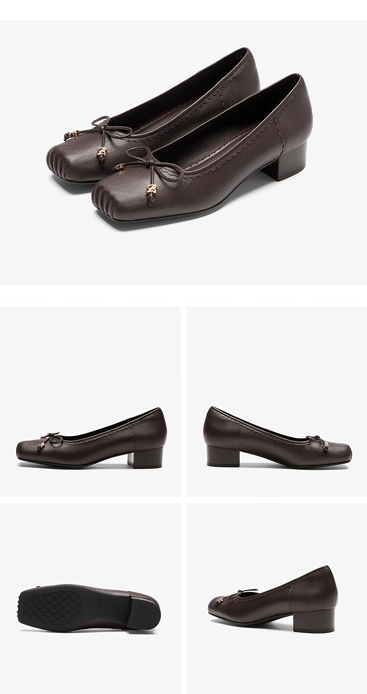 Laird & Sand Mall Style Commuter Chunky Heel Genuine Leather Ballet Pigmouth Women's Shoes 35702 Hepburn Black BKK 37 8