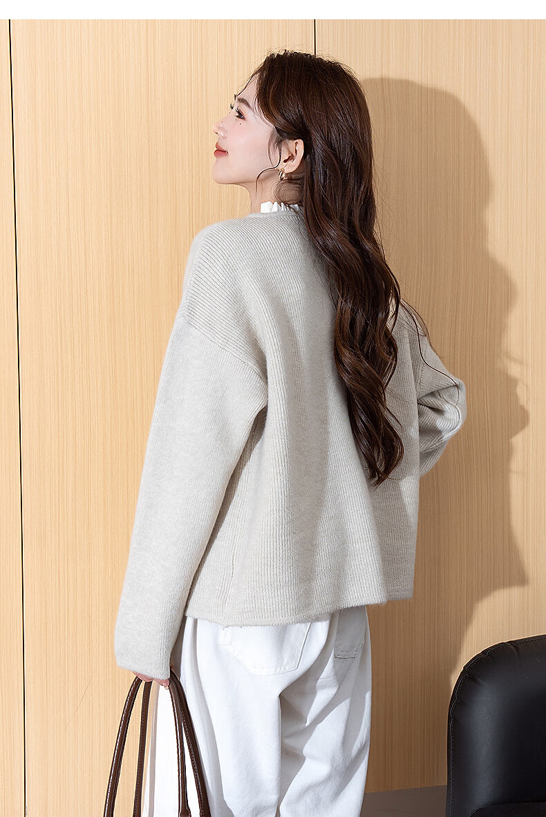TonLion 2025 Autumn Winter Elegant Simple Knit Cardigan Women Spring Autumn Jacket High-End Youthful Versatile Sweater 7