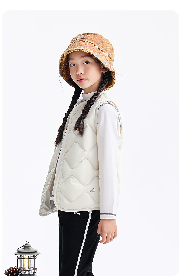 Annil Kids Unisex Down Vest 2025 Winter New Stone Green 160cm 9
