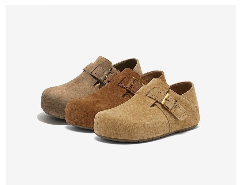 Bata Prince Qi Same Style Birkenstock Women's Autumn 2025 Mall Cow Split Leather Slip-On Dark Gray Suede Lining Size 38 2