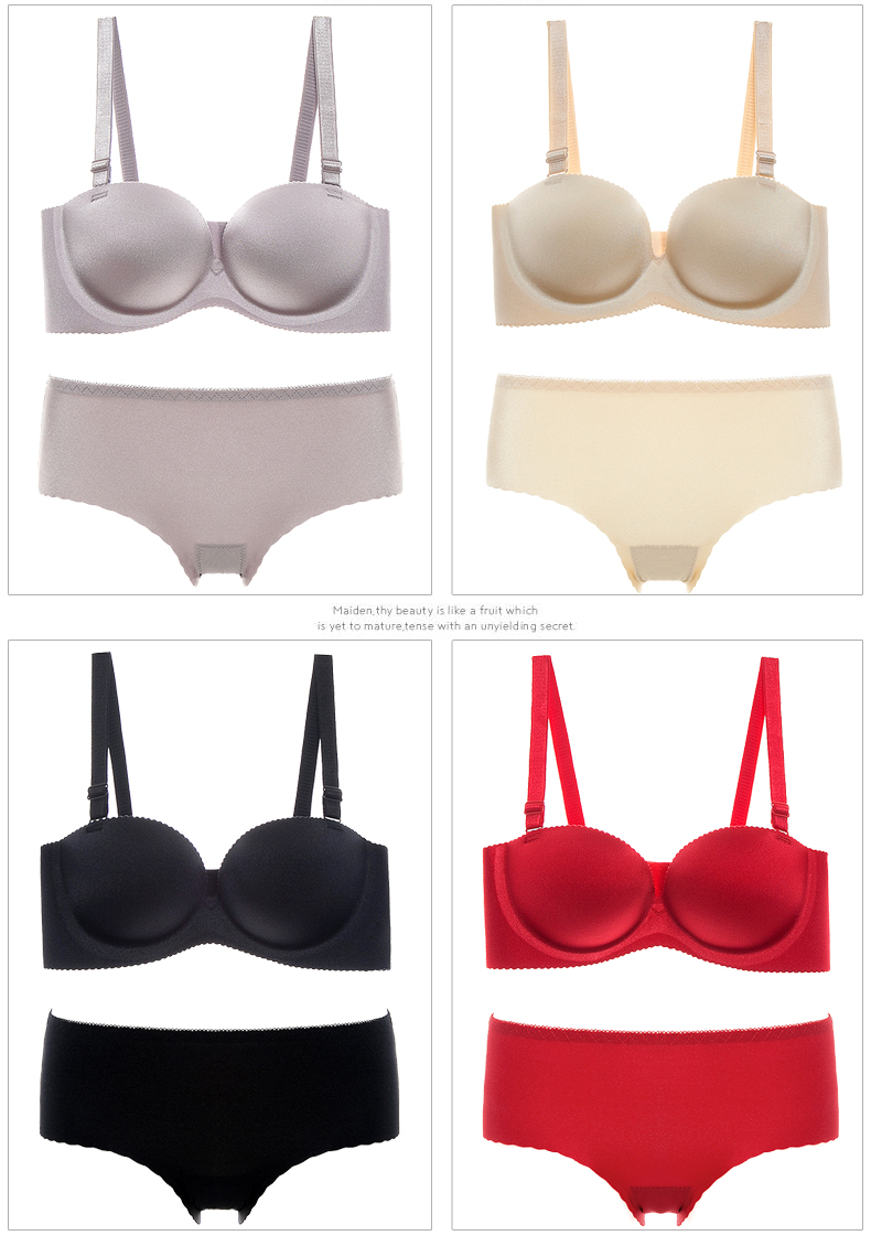 二分之一罩杯超厚文胸 二分之一杯文胸半杯聚拢小胸性感加厚上托一片