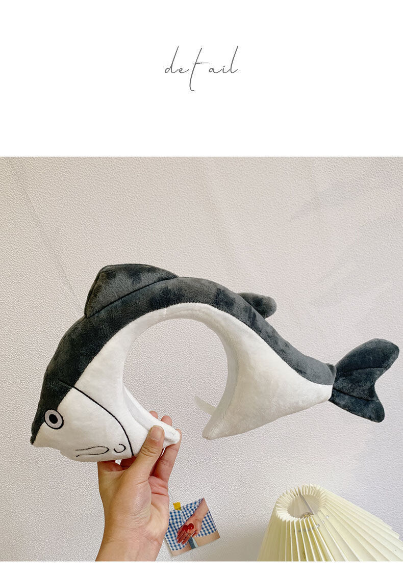 鱼头套咸鱼头套跑男同款咸鱼发箍超萌少女心洗脸搞怪头套外出发卡