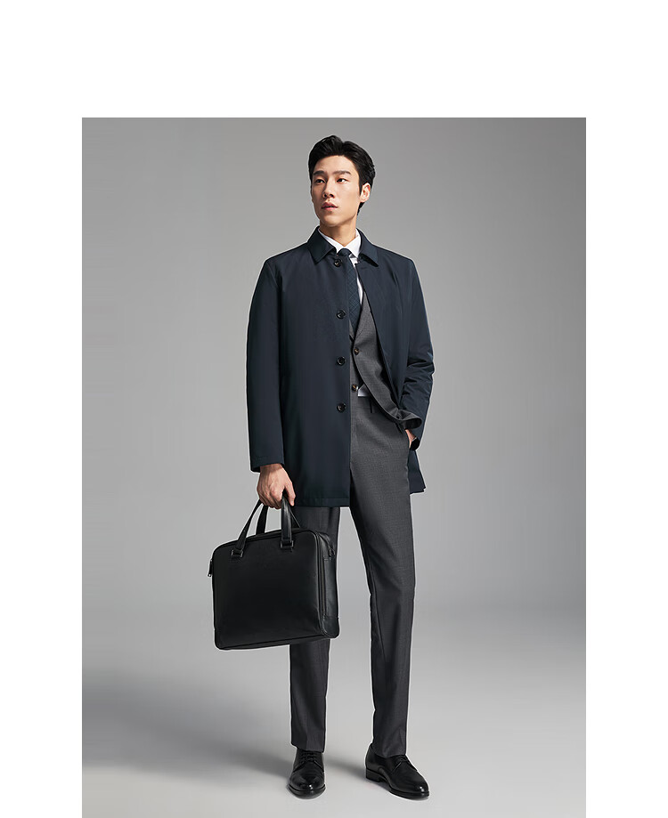 YOUNGOR 25th Anniversary Autumn Winter New Executive Business Lapel Down Coat with Goose Down Lining Navy Blue 175/96A 2