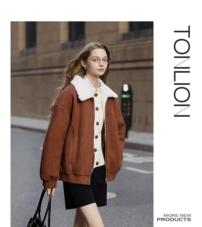 TonLion 2025 Winter Women's Lapel Color-Block Patchwork Long Coat 2