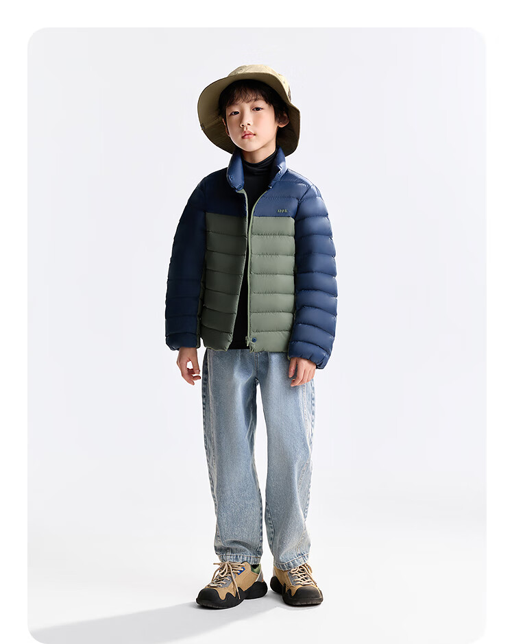 Annil Kids Boys and Girls Short Stand Collar Down Jacket 2025 Winter New Cambridge Blue 120cm 13