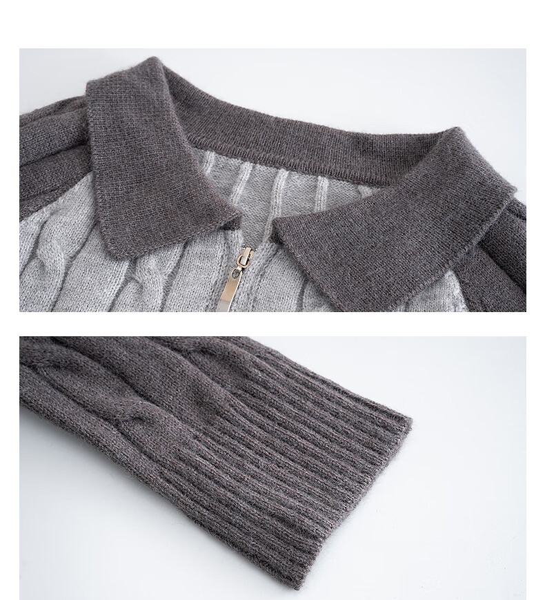 TonLion 2025 Autumn Winter Women's Casual Colorblock Cable Knit Zip Cardigan 9