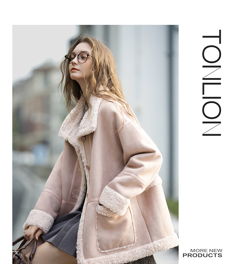 TonLion 2025 Winter Women's Lapel Sheepskin Mid-Length Coat 2