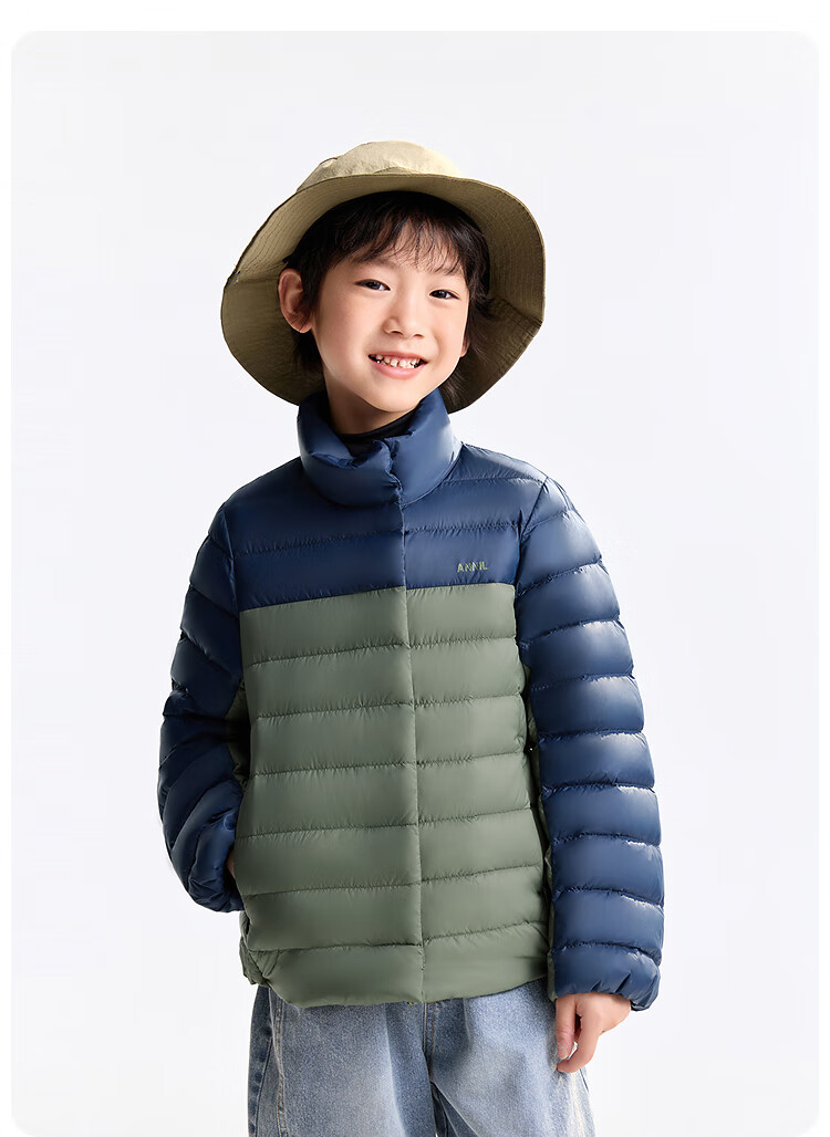 Annil Kids Boys and Girls Short Stand Collar Down Jacket 2025 Winter New Cambridge Blue 120cm 2