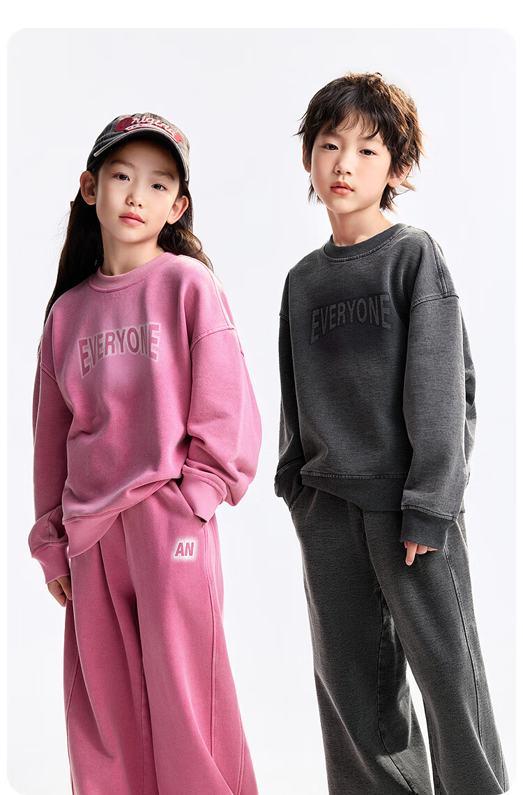 Annil Kids Boys Girls Crew Neck Long Sleeve Gradient Sweatshirt 2025 Autumn New Twilight Floral Gray 160cm 4