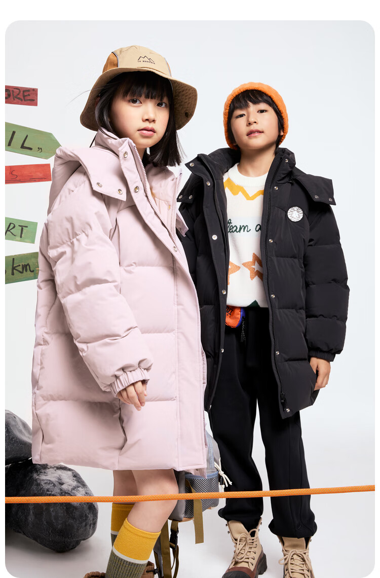 Annil Kids Boys and Girls Mid-Length Down Jacket 2025 Winter New Purple Floral 130cm 9