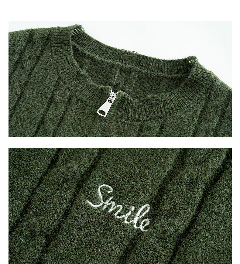 TonLion 2025 Autumn Winter Women's Cable Knit Zipper Round Neck Cardigan 9