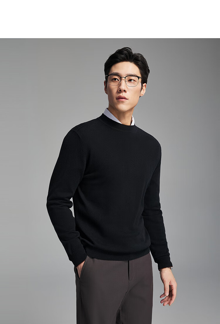 YOUNGOR Full Wool Autumn Winter Men's Half Turtleneck Sweater Business Casual Easy Care Base Shirt 619963C 6
