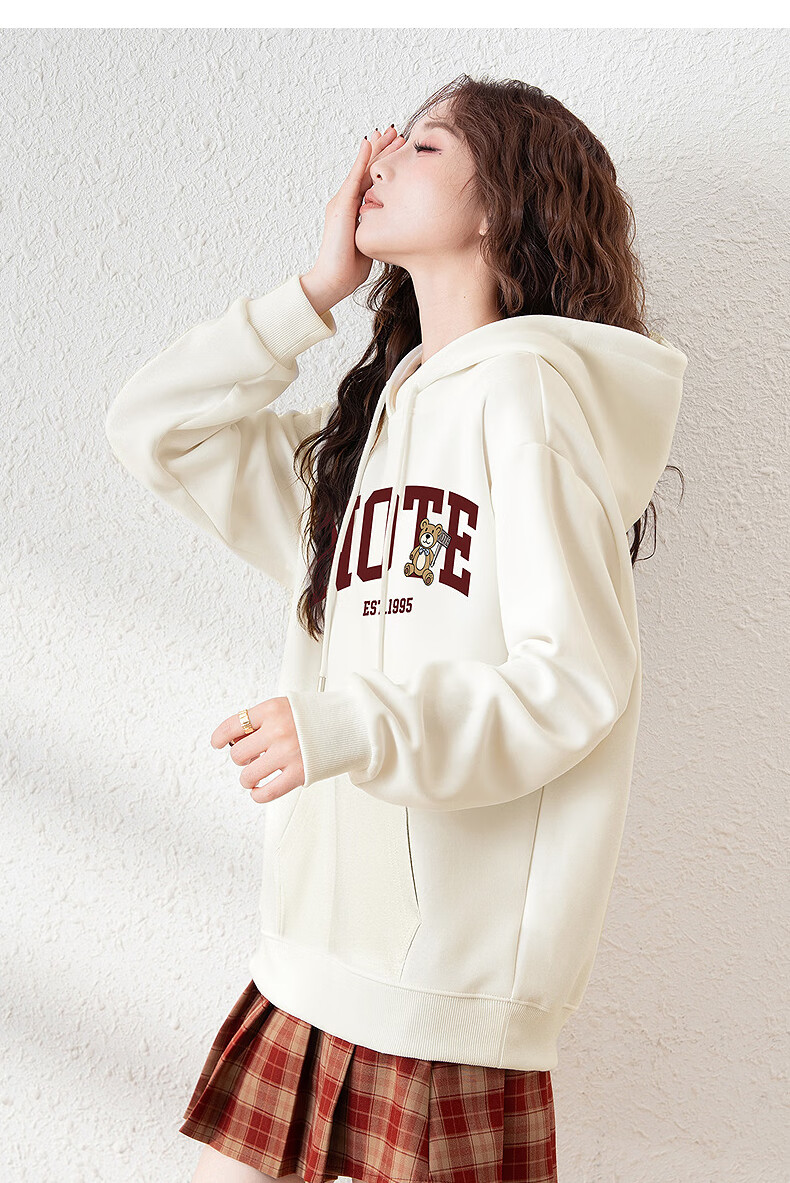 TonLion 2025 Autumn Winter Women's Knitted Hoodie with Front Chest English Bear Sweatshirt 15