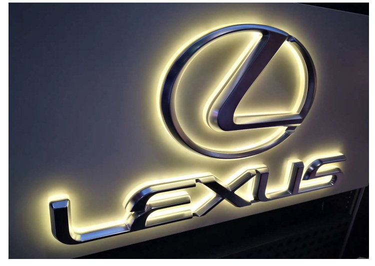 定制适用门头不锈钢三维立体车标背面发光字定做4s店汽车标志logo招牌