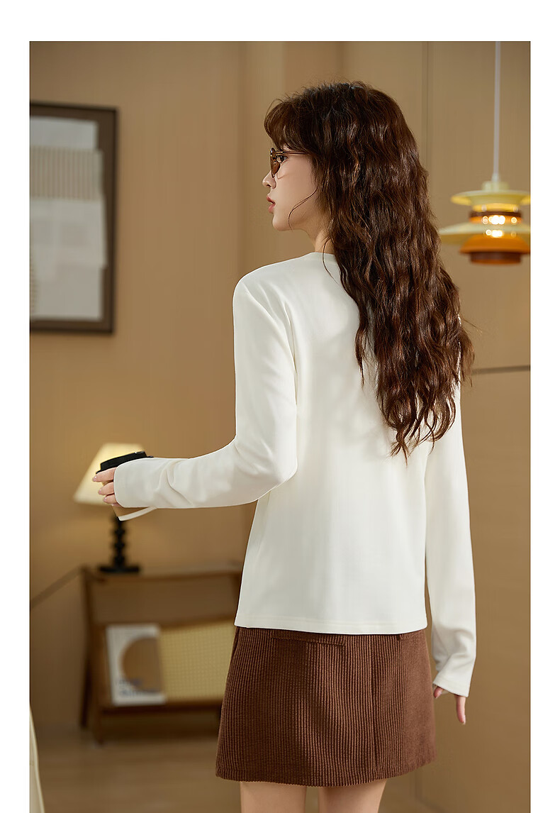 TonLion 2025 Autumn Women's Long Sleeve T-Shirt with Left Chest Embroidery 6