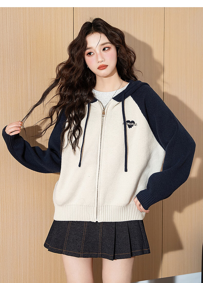 TonLion 2025 Autumn Winter New Women's Hooded Raglan Sleeve Embroidered Knit Cardigan Sweater Jacket 6