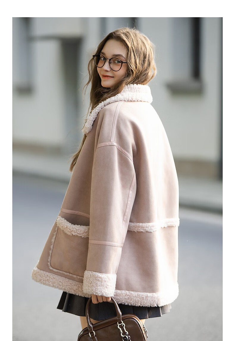 TonLion 2025 Winter Women's Lapel Sheepskin Mid-Length Coat 3