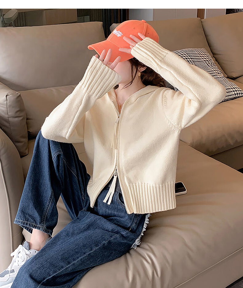 TonLion 2025 Autumn Winter Versatile Double-Head Zipper Women's Hooded Cardigan 14