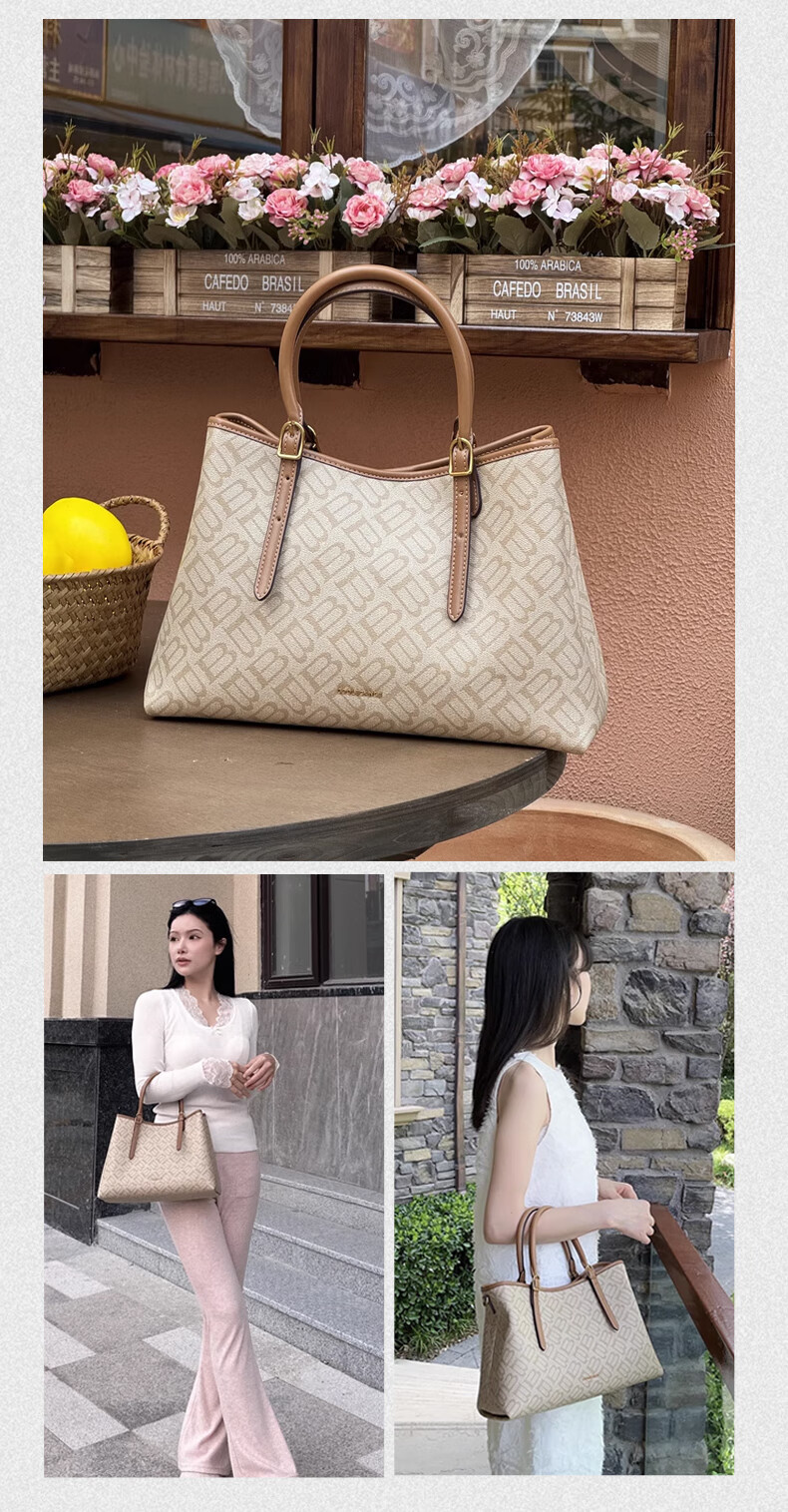 Belle Women's Handbag, Commuter Tote Bag, Shoulder Crossbody And Handheld Bag X7238AX5, Apricot Color 9