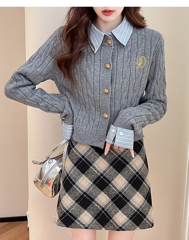 TonLion 2025 Autumn Winter Patchwork Woven Cable Knit Embroidered Women's Cardigan 8