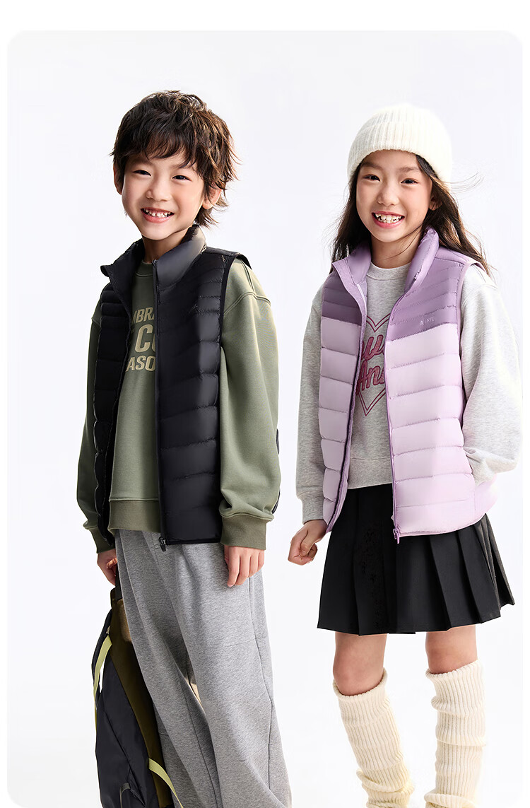 Annil Kids Boys and Girls Short Down Vest 2025 Winter New Hui Ling Purple 110cm 11