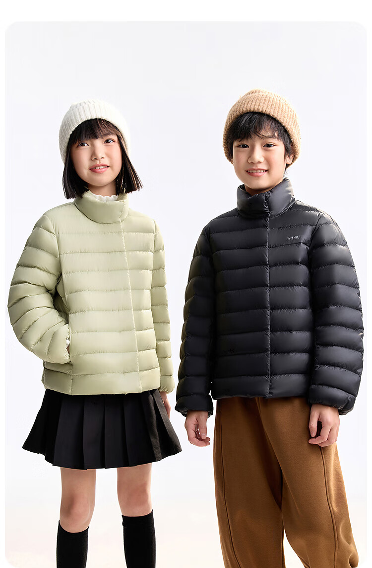 Annil Kids Boys and Girls Short Stand Collar Down Jacket 2025 Winter New Cambridge Blue 120cm 10