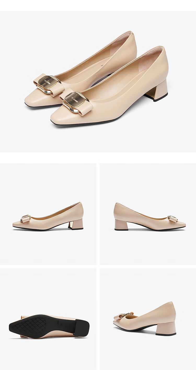 Le Saunda 26 Spring New Fashion Chunky Heel Square Toe Lambskin Commuter Pumps Women 6T41009 Hepburn Black BKK 36 9