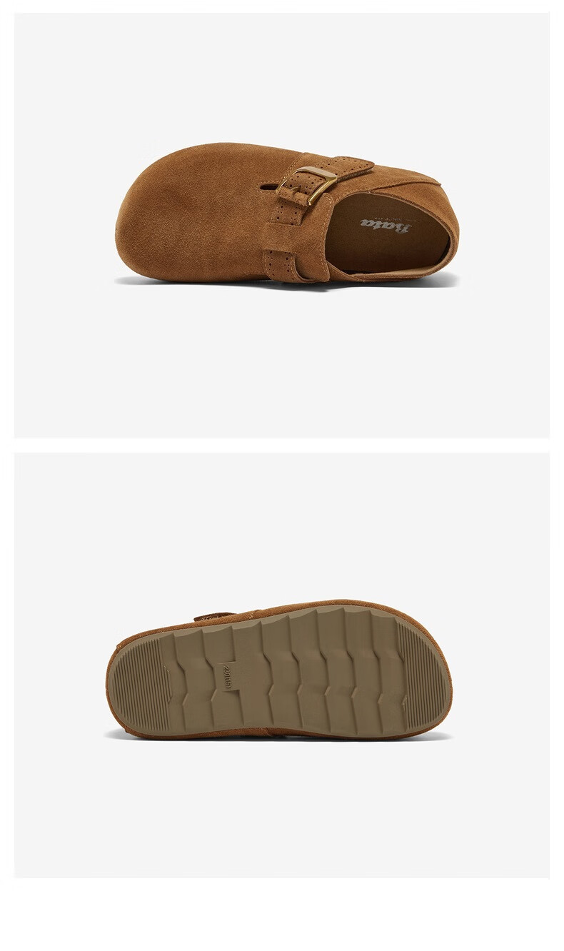 Bata Prince Qi Same Style Birkenstock Women's Autumn 2025 Mall Cow Split Leather Slip-On Dark Gray Suede Lining Size 38 5