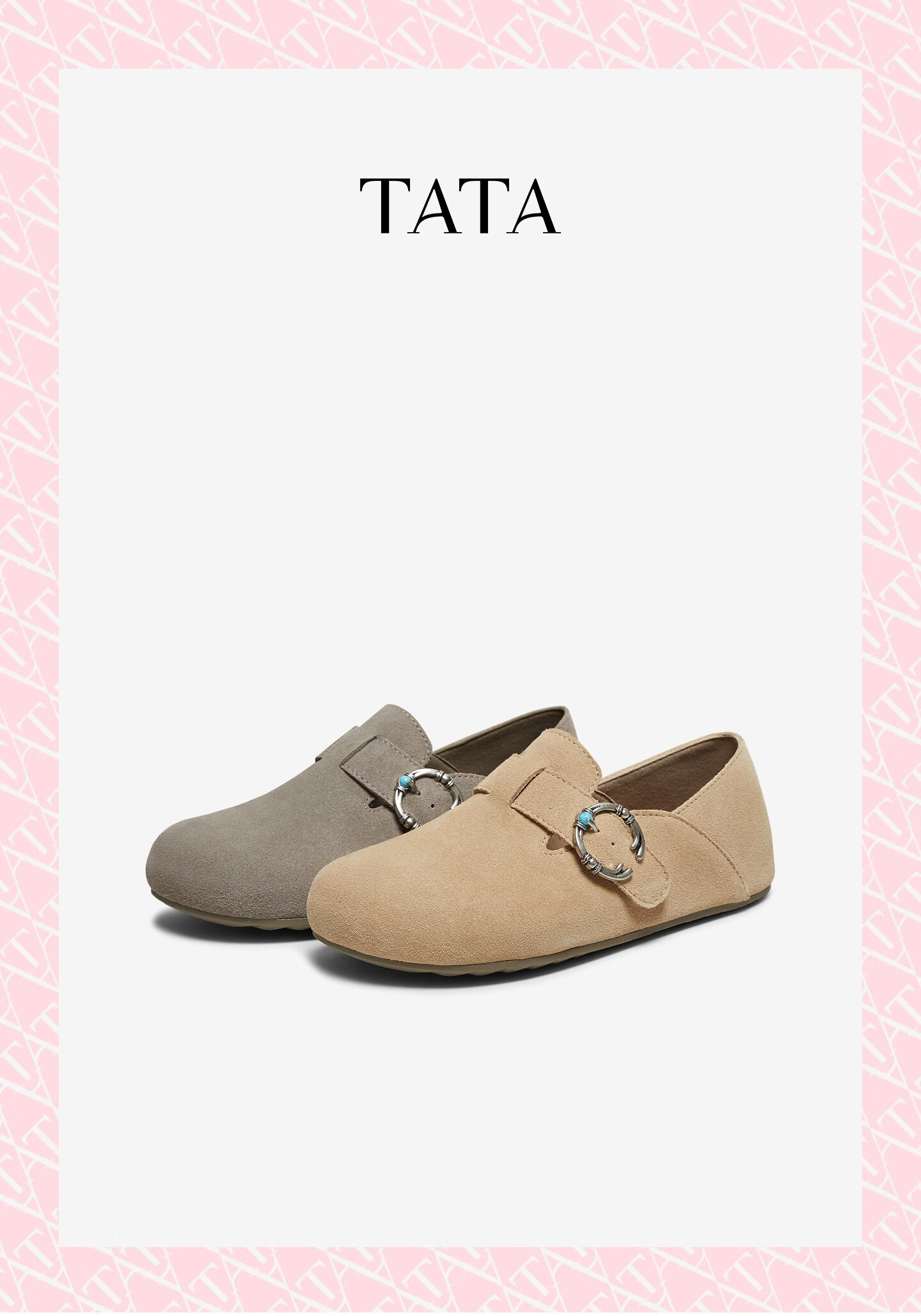 TATA Women's Retro Birkenstock Style Shoes Spring Casual Thick Sole Outdoor Slippers Mules Gray Size 37 2