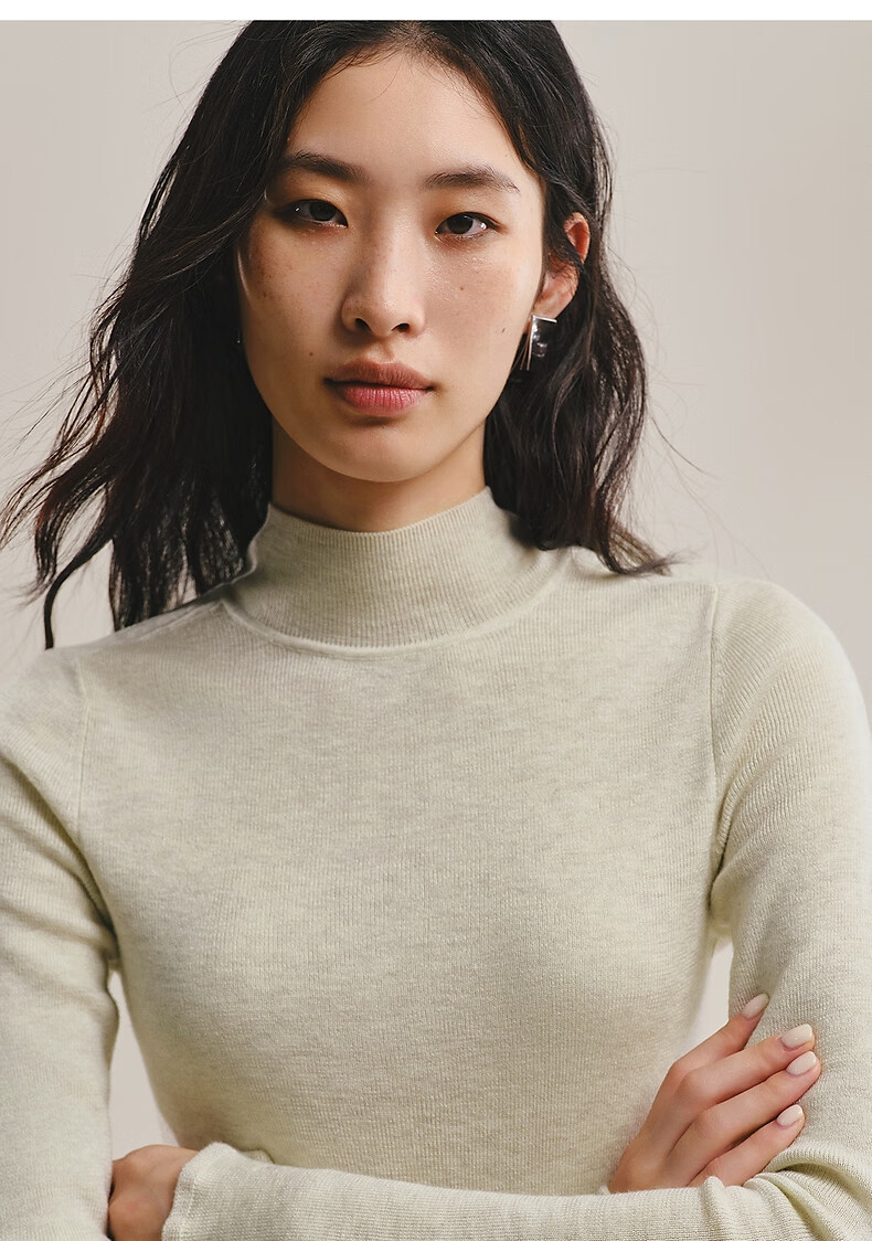 Peacebird Women's Knit Pullover Turtleneck Slim Fit Long Sleeve Base Layer Sweater Winter Beige XL 12