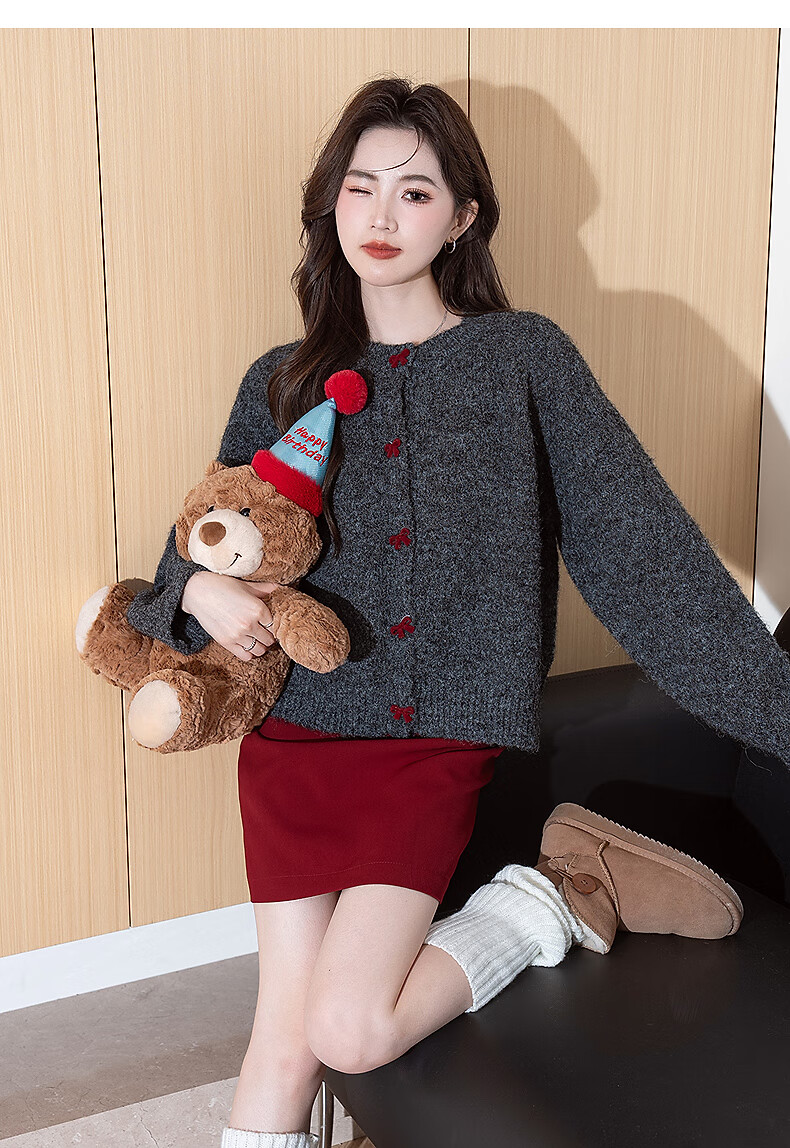 TonLion 2025 Autumn Winter Color-Block Button Design Crew Neck Cardigan Women's Knitwear Korean Style Premium Youthful Top 10