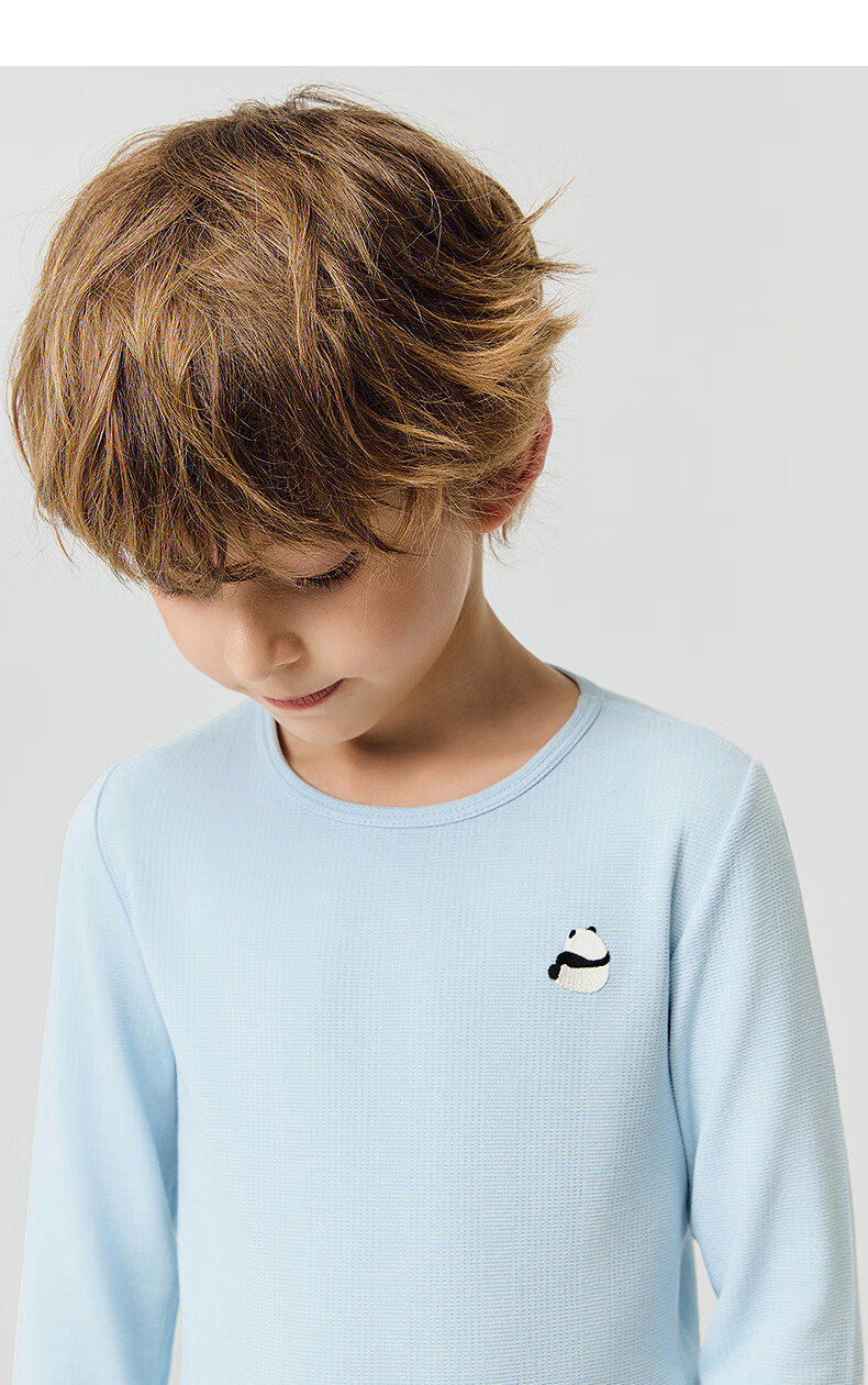 AIMER KIDS Mid-Warm Antibacterial Milk Leather Boys Thermal Underwear Pants Sky Blue 160 [-5~5℃] 5