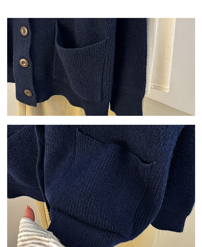 TonLion 2025 Autumn Winter Artistic Minimalist Versatile V-Neck Cardigan Women's Knit Sweater High-End Feel 3