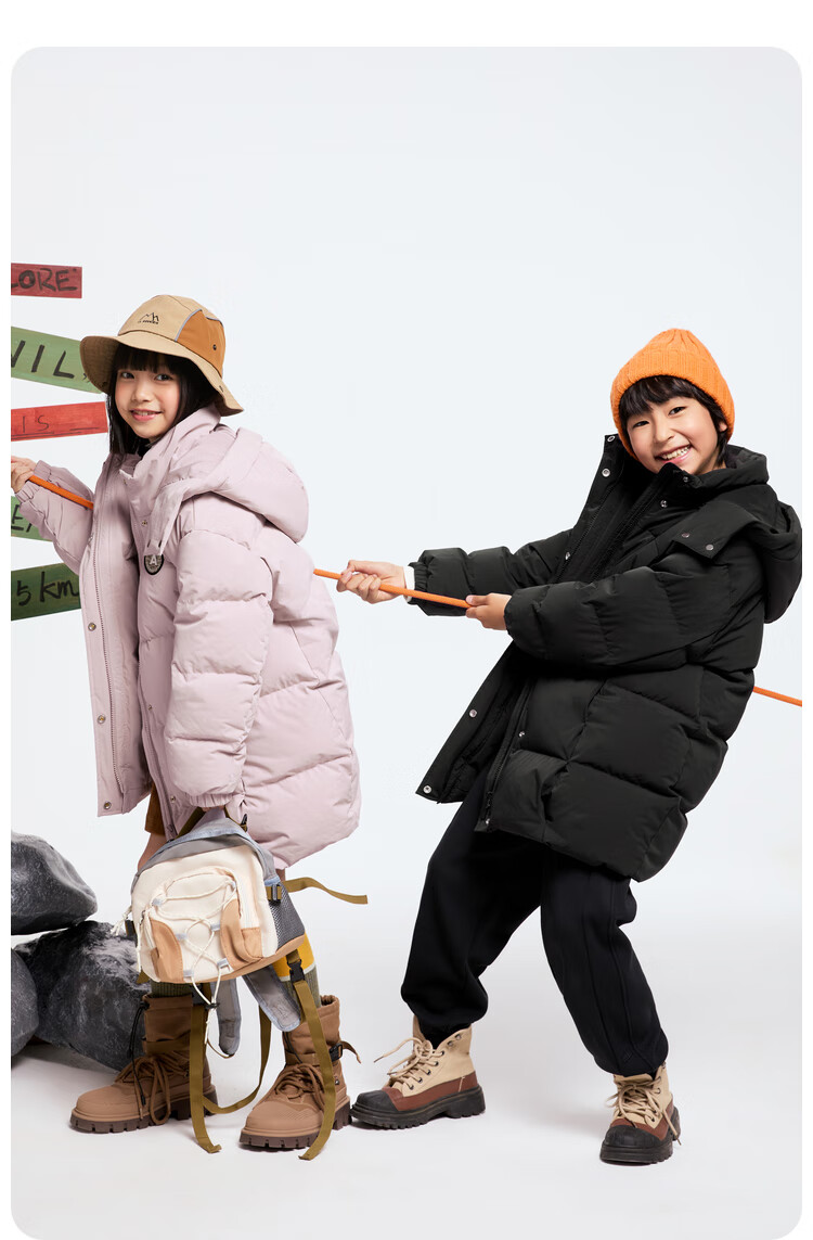 Annil Kids Boys and Girls Mid-Length Down Jacket 2025 Winter New Purple Floral 130cm 7
