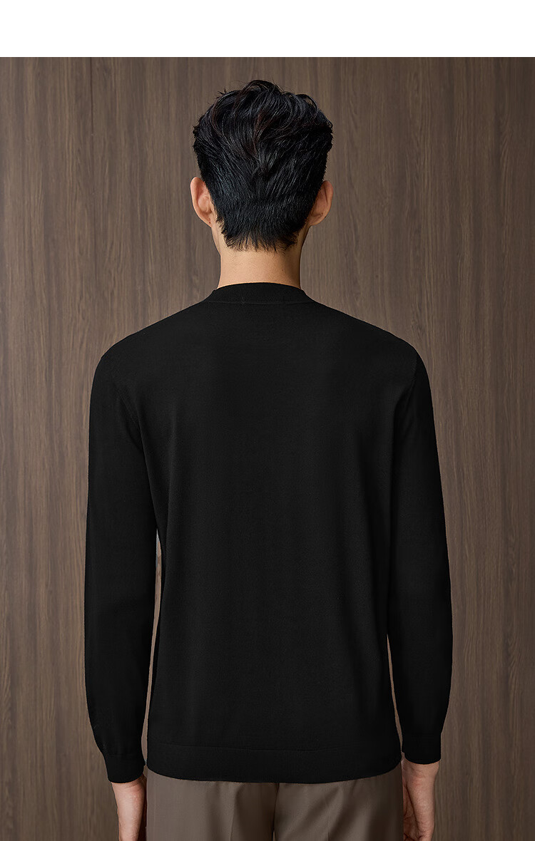 HLAHLA Machine Washable Pure Wool Men's Lightweight Business Fine Spun Knit Sweater Winter 4