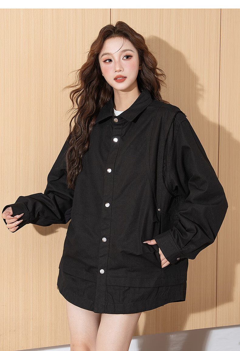 TonLion 2026 Spring Women's Lapel Coat Black S 23