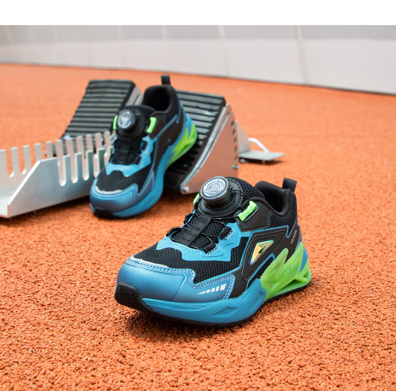 Dr. Jiang Autumn Boys Kids Sports Breathable Toddler Shoes Slip-On Dial Button Children's Sneakers Black/Blue Size 27 3