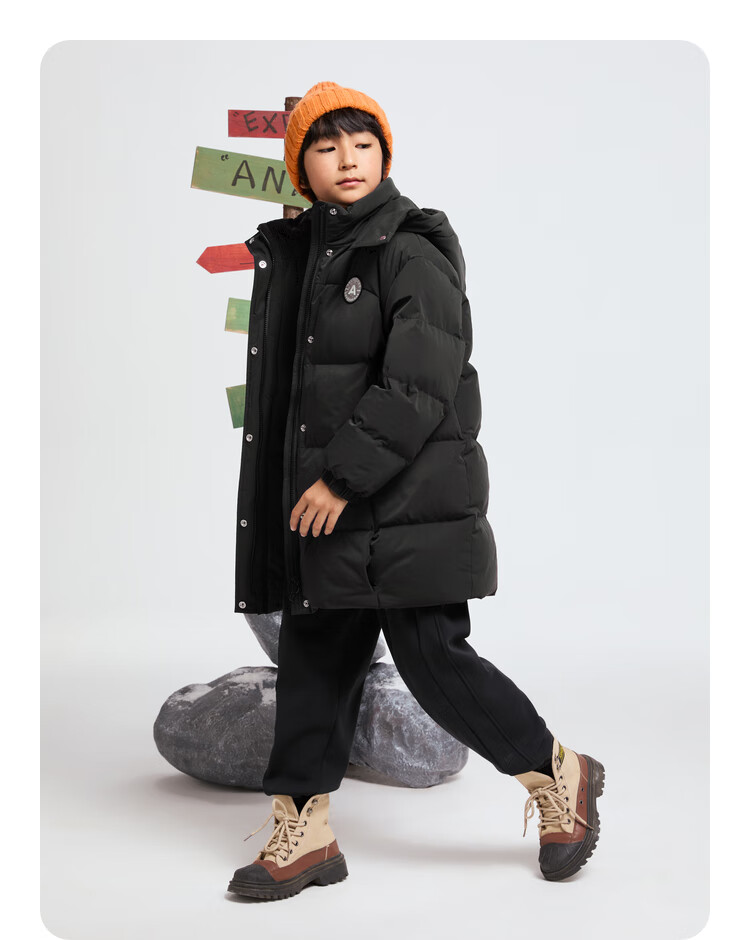 Annil Kids Boys and Girls Mid-Length Down Jacket 2025 Winter New Purple Floral 130cm 4