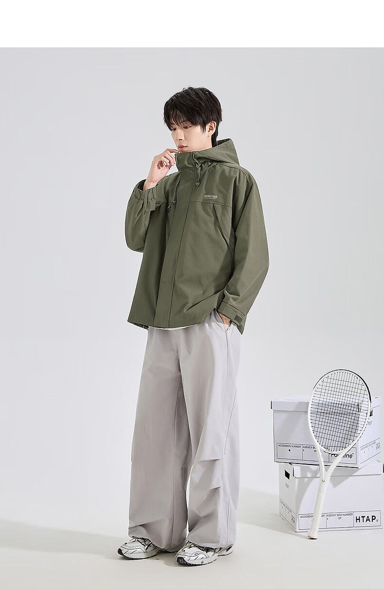 TonLion 2026 Autumn Men's Hooded Jacket, Double Pockets, Front Chest Logo, Short Style, Sporty Trendy Youth Outerwear 8