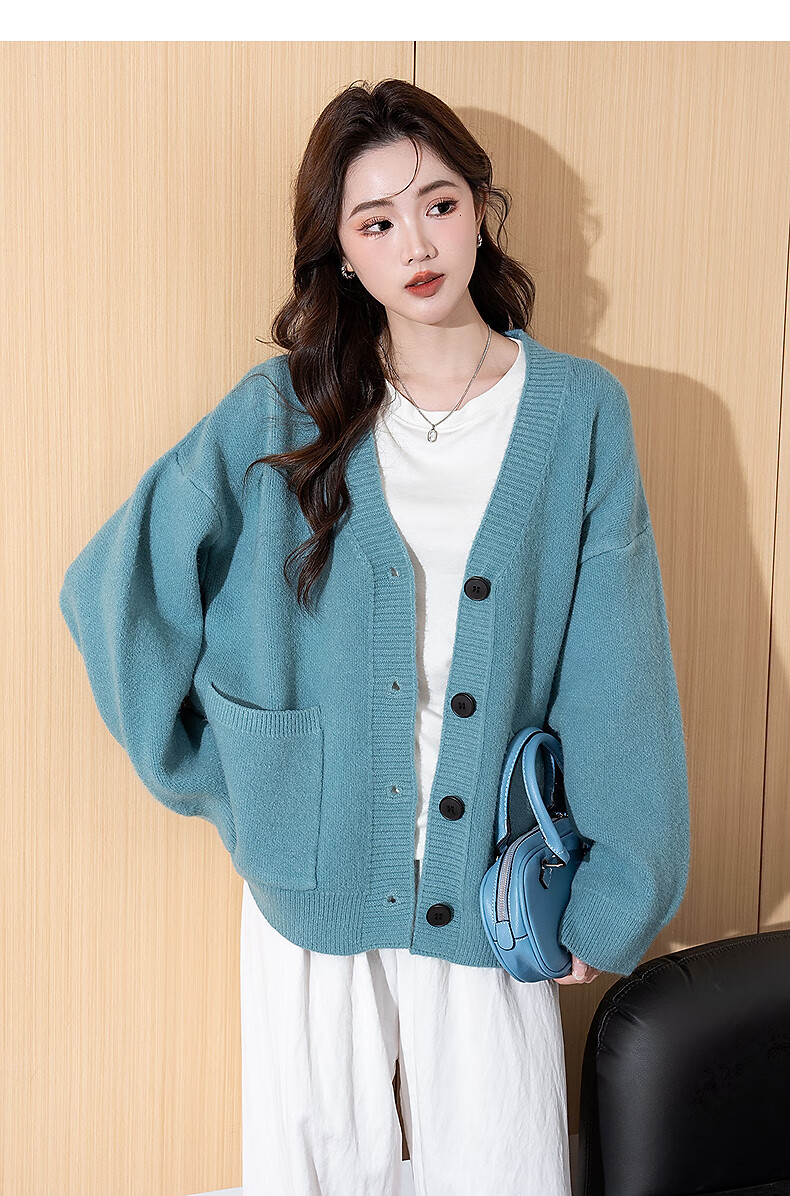 TonLion 2025 Autumn Winter Casual Women's Simple V-Neck Cardigan Jacket 3