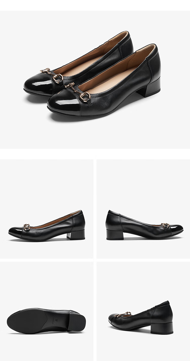 Le Saunda 2026 Spring New Fashion Commuter Chunky Heel Genuine Leather Women's Pumps 6T37001 Milk Tea Almond BEK 39 7