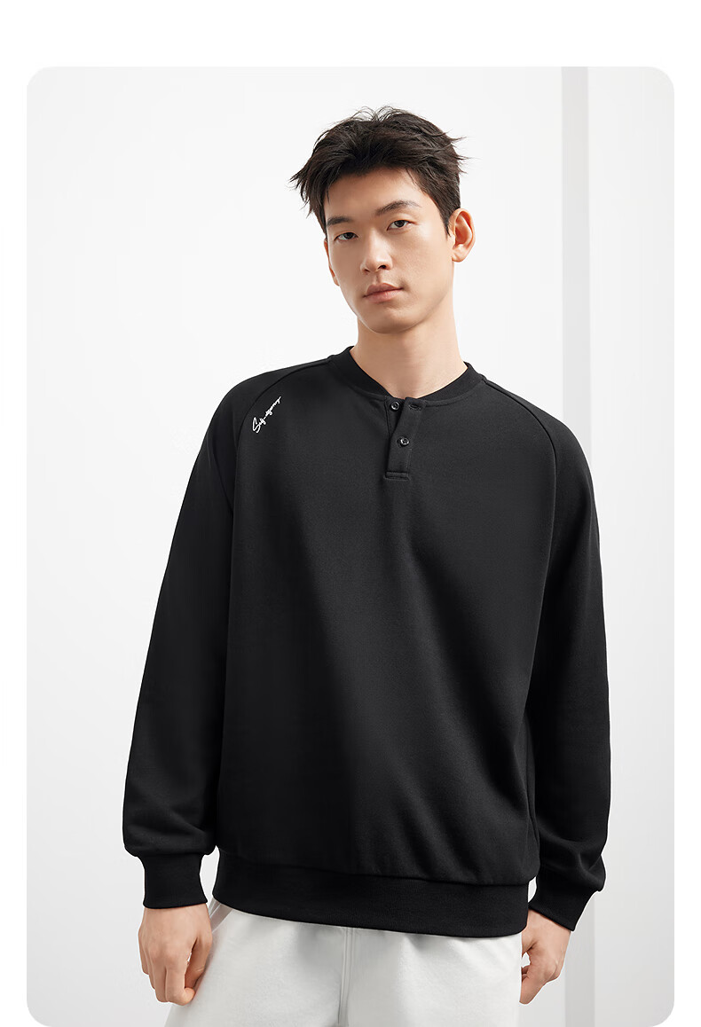 GXG Men's Clothing, Fall 2025 New Arrival, Two-Tone Henry Neck Sweatshirt, White, 180/XL 1