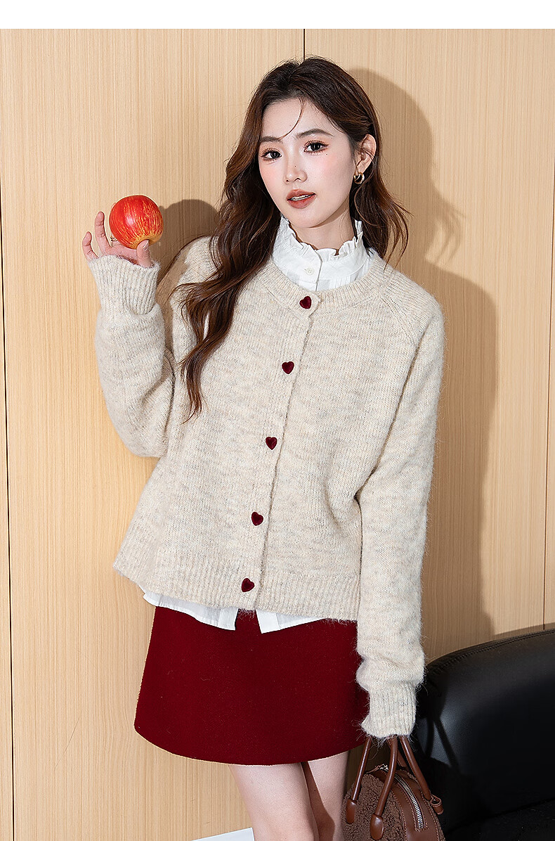 TonLion 2025 Autumn Winter Color-Block Button Design Crew Neck Cardigan Women's Knitwear Korean Style Premium Youthful Top 14